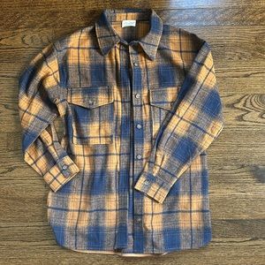 Roolee Tan and Navy Shacket